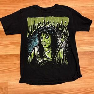 Alice Cooper Black Green Retro Graphic Band Tee Size Small Unisex